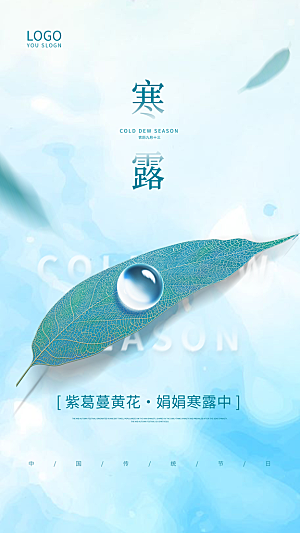 寒露节气简约大气海报