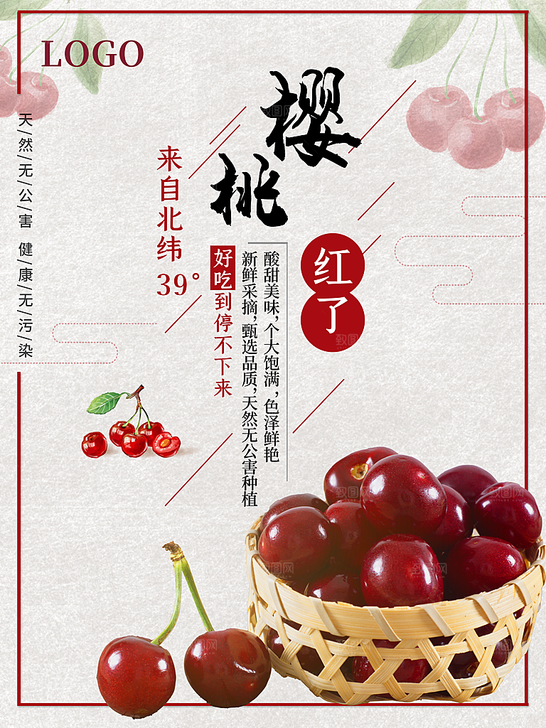 新鲜水果樱桃海报