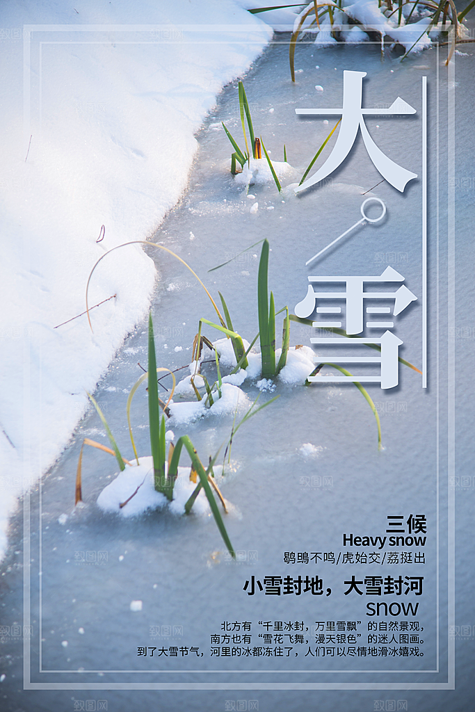 大雪节气简约大气海报