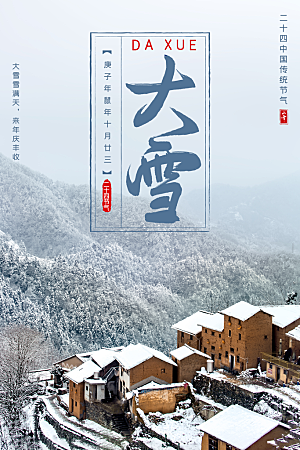 大雪节气简约大气海报