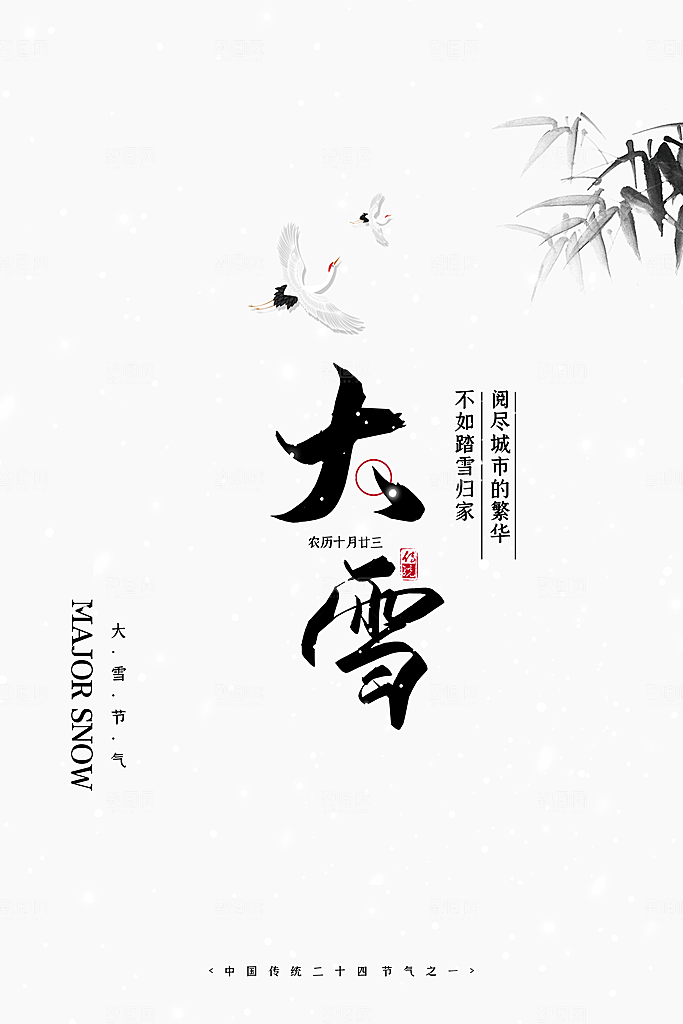 大雪节气简约大气海报