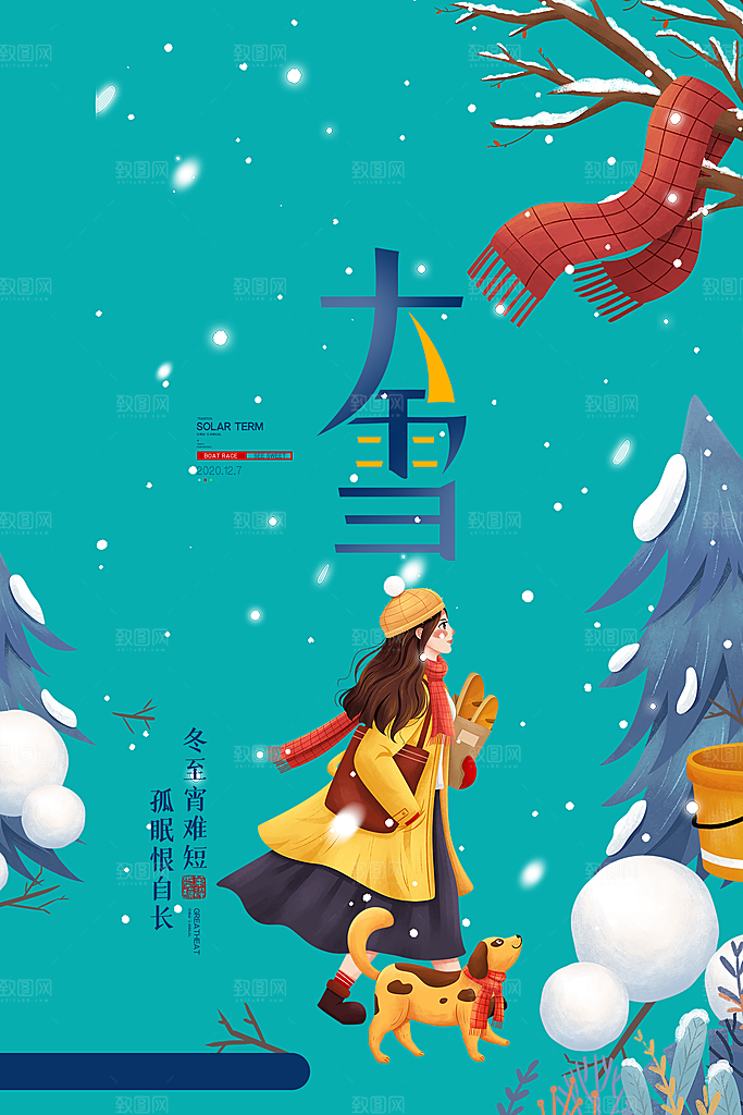大雪节气简约大气海报