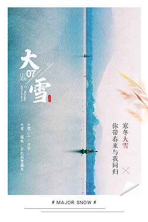 大雪节气简约大气海报