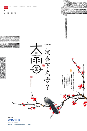大雪节气简约大气海报