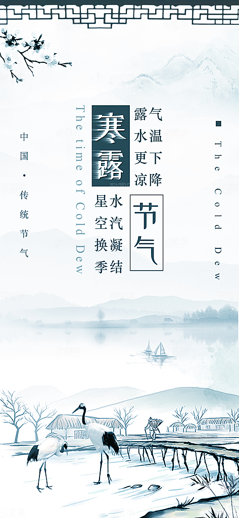 寒露节气简约大气海报