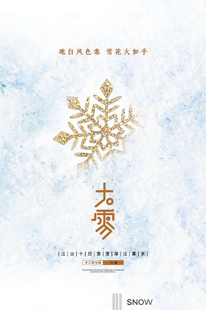 大雪节气简约大气海报