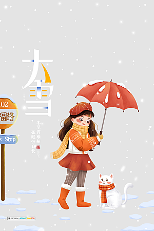 大雪节气简约大气海报