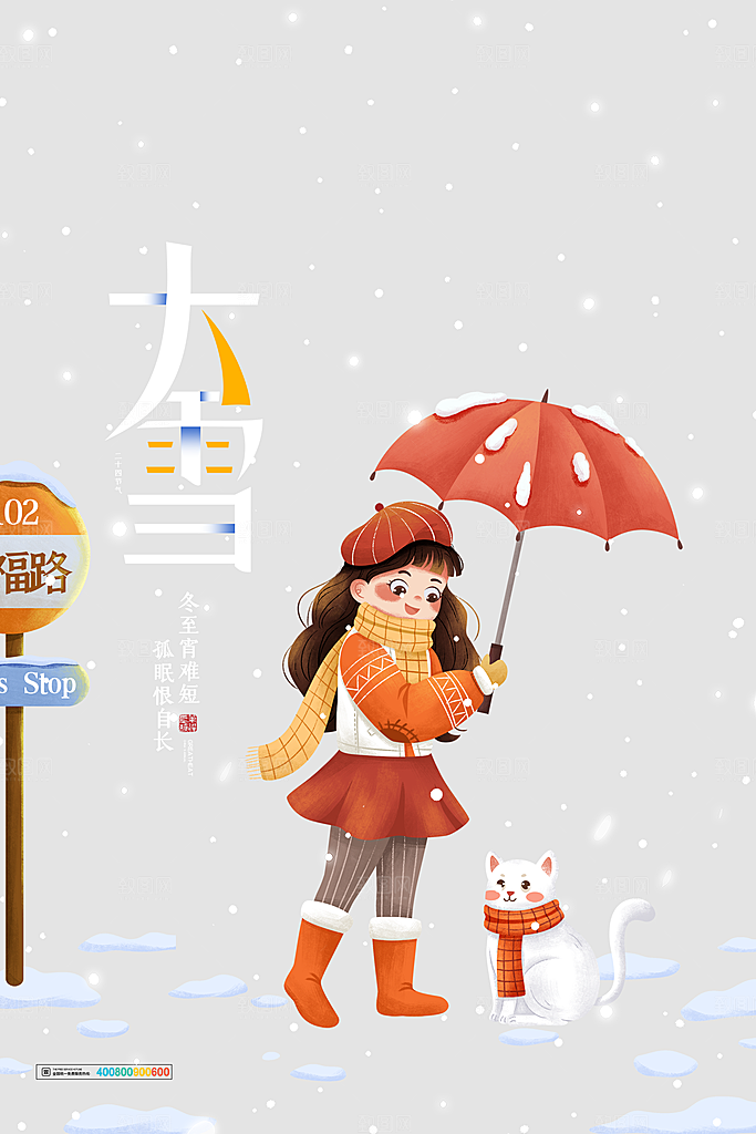 大雪节气简约大气海报
