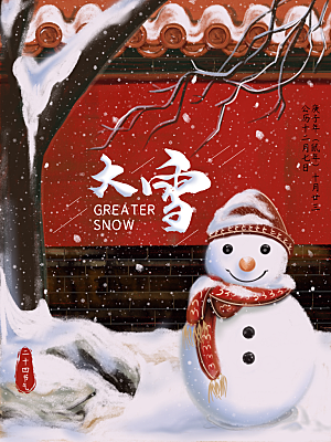 大雪节气简约大气海报