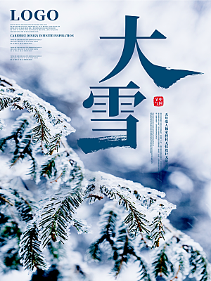 大雪节气简约大气海报
