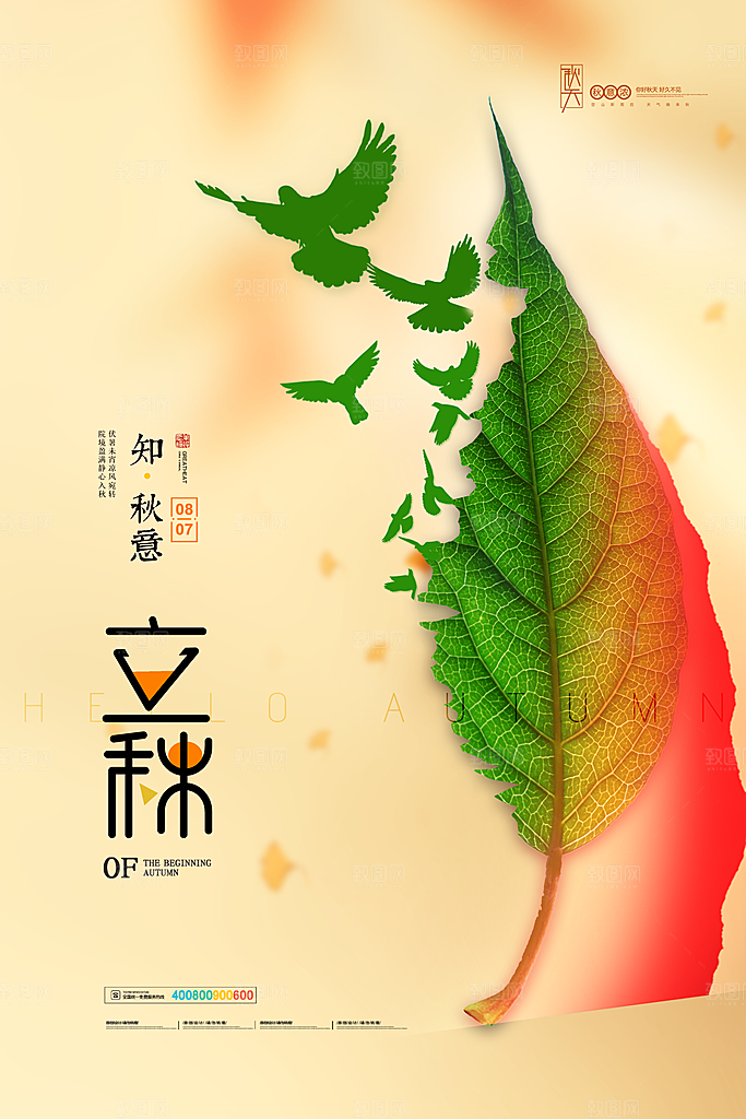 立秋节气简约大气海报