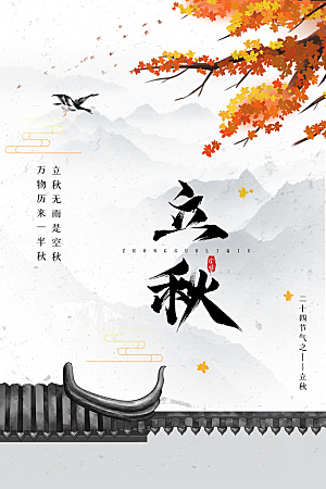 传统节气立秋海报模板
