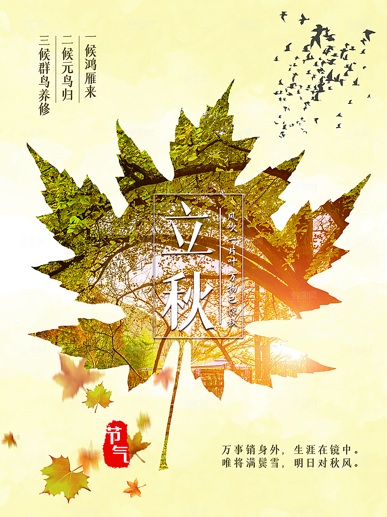 立秋节气简约大气海报