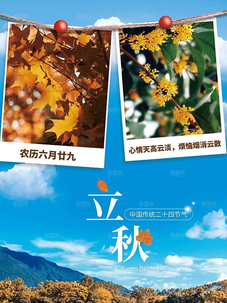 立秋节气简约大气海报