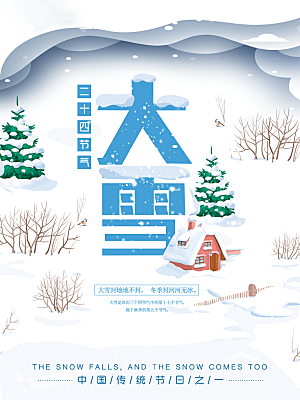 大雪节气简约大气海报