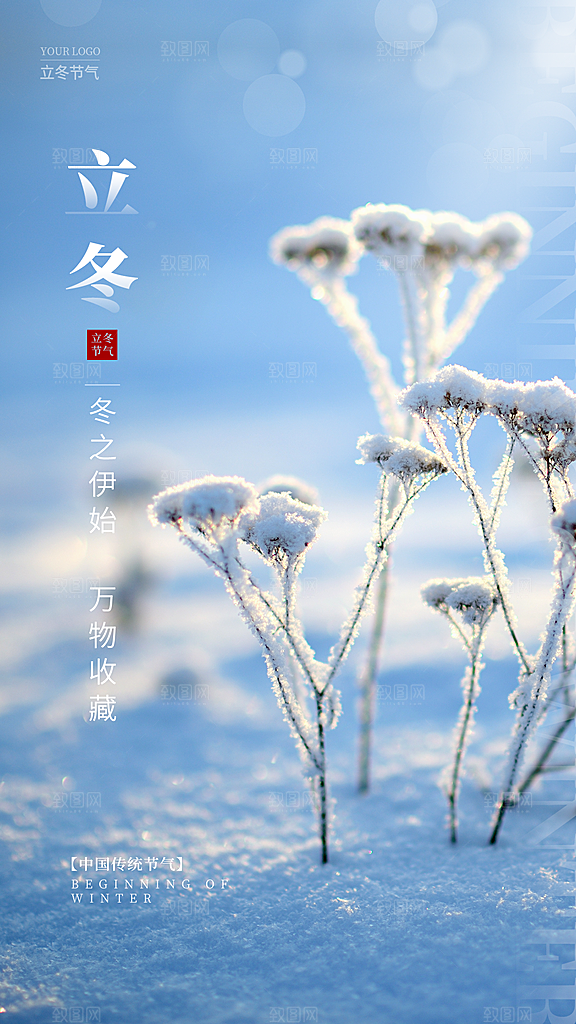 立冬节气简约大气海报