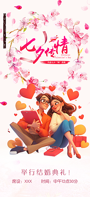 美丽情人节爱情活动七夕节海报