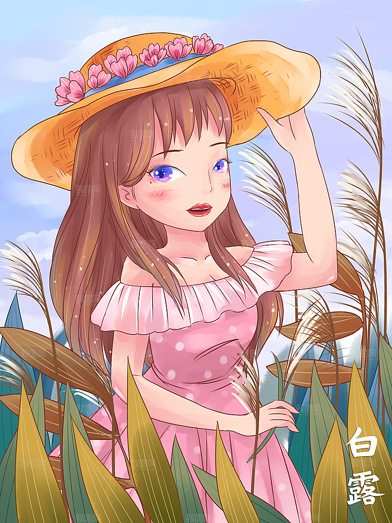 中国传统二十四节气白露节气插画