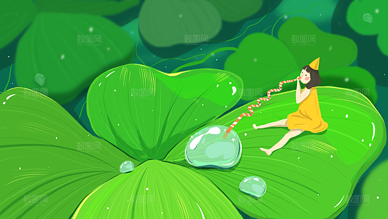 中国传统二十四节气白露节气插画