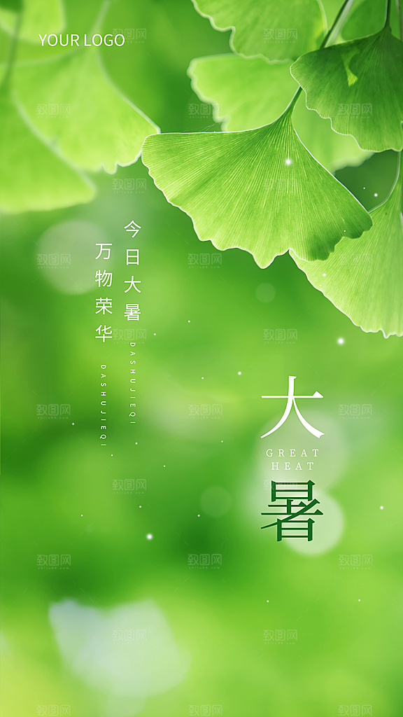 简约大气大暑节气海报