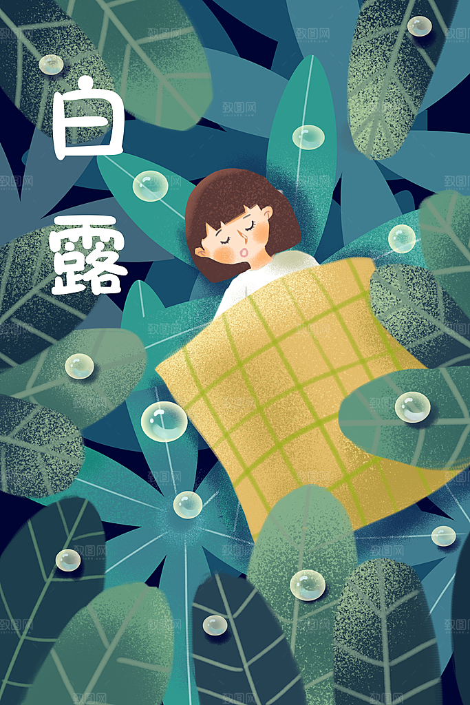 中国传统二十四节气白露节气插画