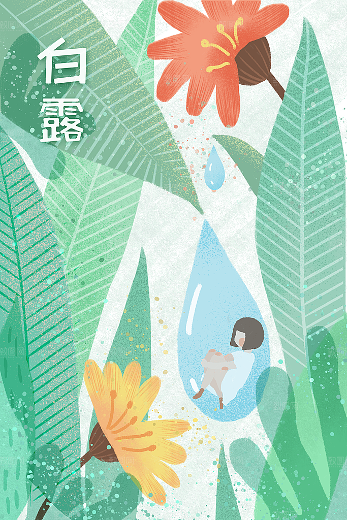 中国传统二十四节气白露节气插画