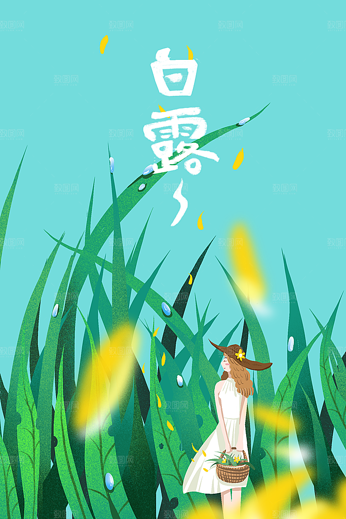 中国传统二十四节气白露节气插画