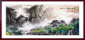 中国风古典山水国画装饰壁画墙贴玄关挂画