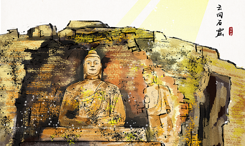 中国风古典山水国画装饰壁画墙贴玄关挂画