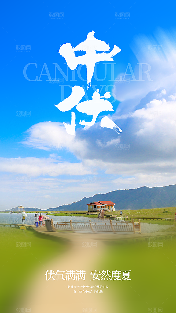 三伏天中伏摄影海报
