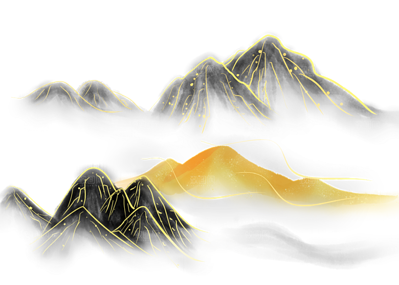 中国风古典山水国画装饰壁画墙贴玄关挂画