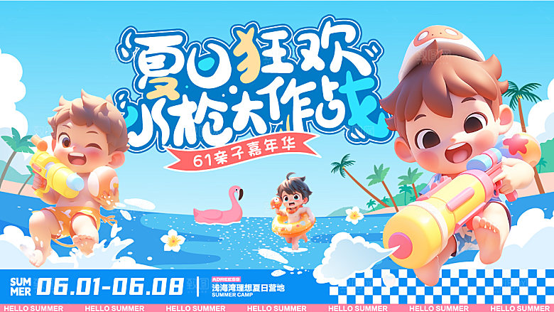 夏日潮流露营派对啤酒狂欢展板