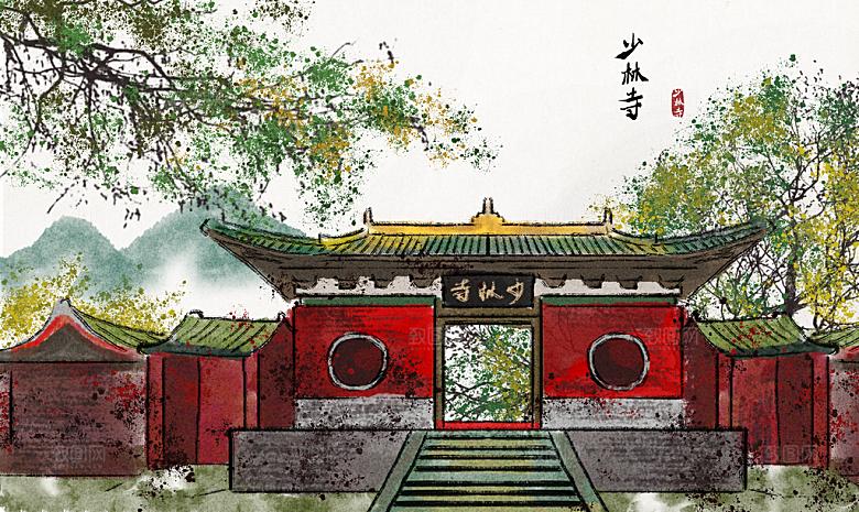 中国风古典山水国画装饰壁画墙贴玄关挂画