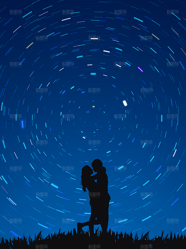 梦幻治愈唯美现代灯光夜景插画背景