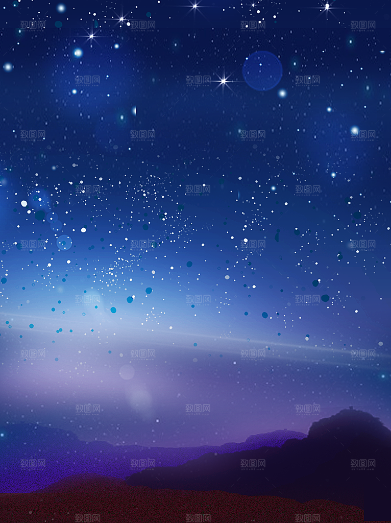 梦幻治愈唯美现代灯光夜景插画背景