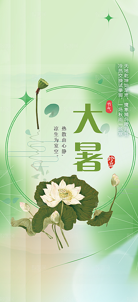 二十四节气大暑炎热节气海报