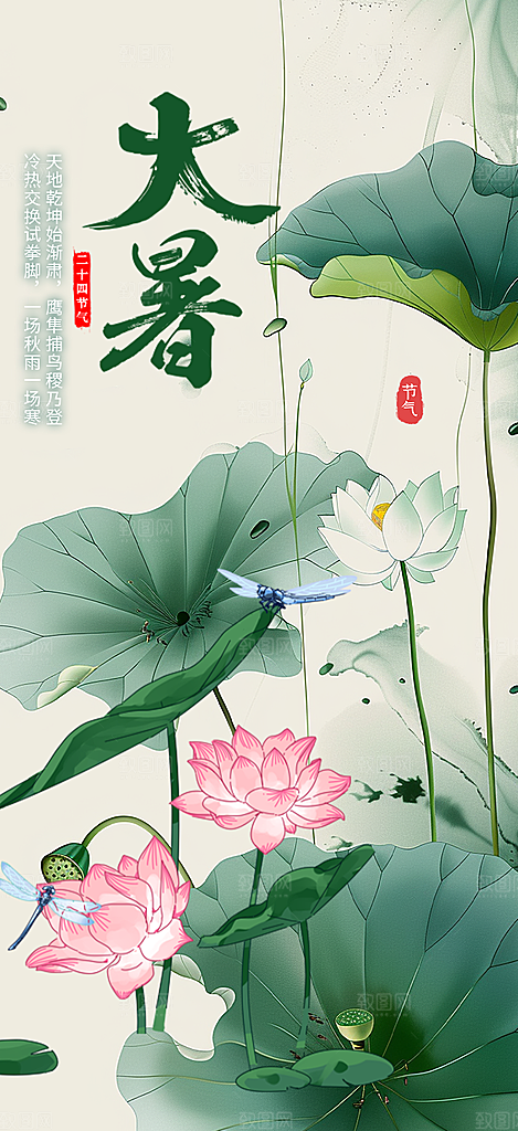 二十四节气大暑炎热节气海报