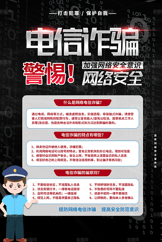 防范打击预防电信诈骗宣传海报设计