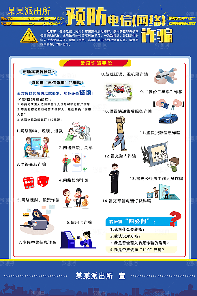 防范打击预防电信诈骗宣传海报设计素材