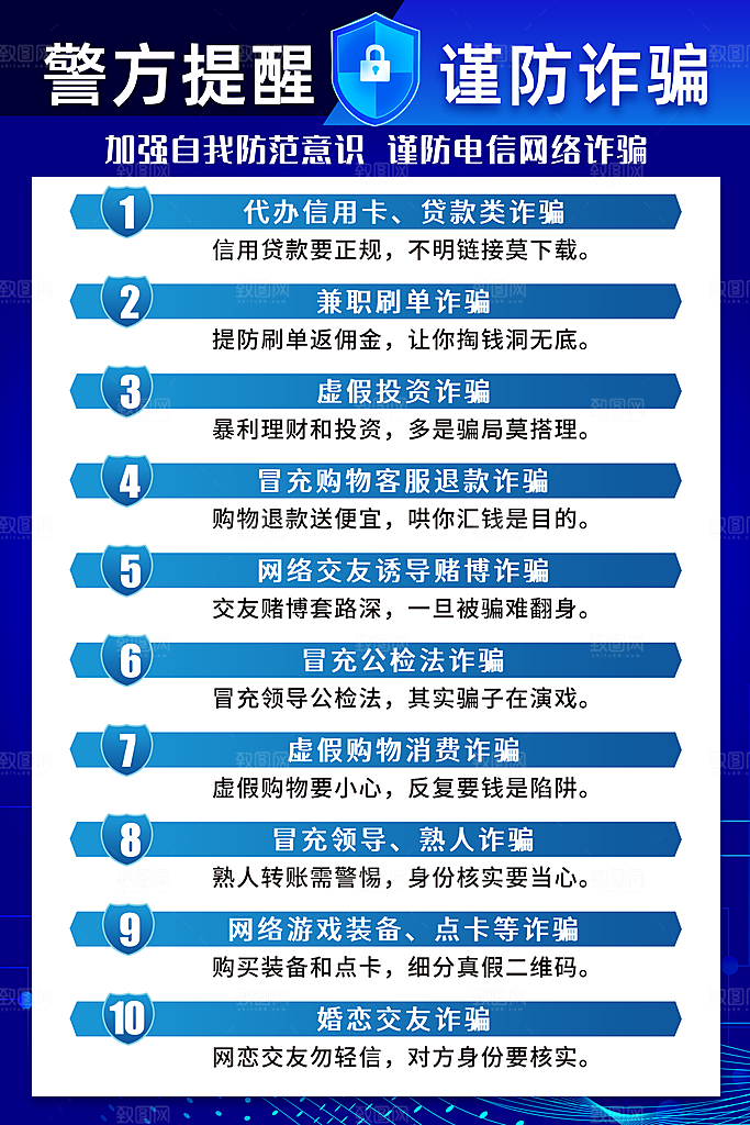 防范打击预防电信诈骗宣传海报设计素材