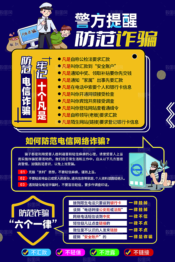 防范打击预防电信诈骗宣传海报设计素材