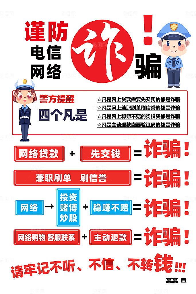 防范打击预防电信诈骗宣传海报设计素材
