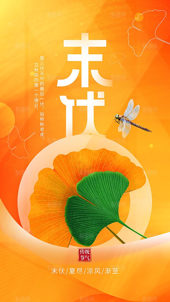 大气简约三伏节气全屏海报