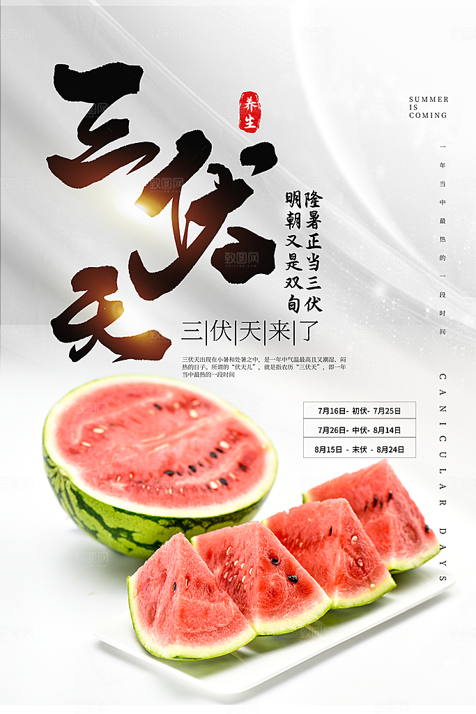 三伏天清新宣传海报