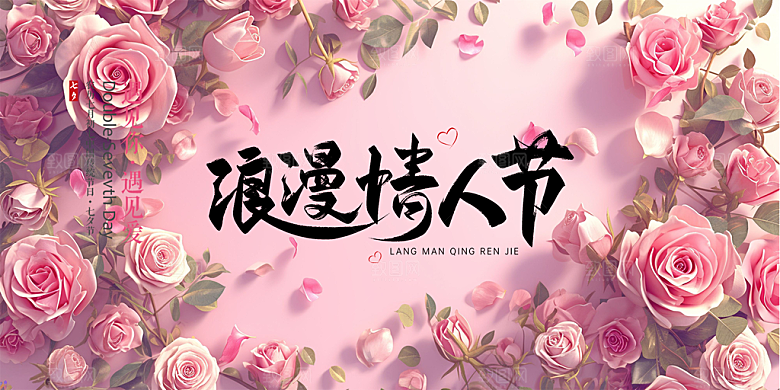 节日浪漫甜蜜美丽情人节爱情活动七夕节展板