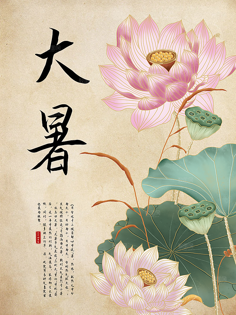 传统节气大暑海报模版
