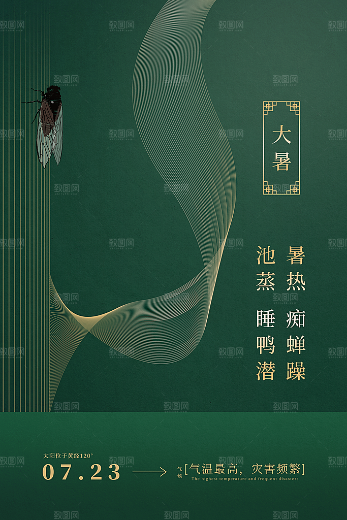 传统节气大暑海报模版