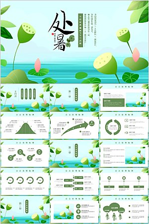 绿色简约处暑节气PPT模板