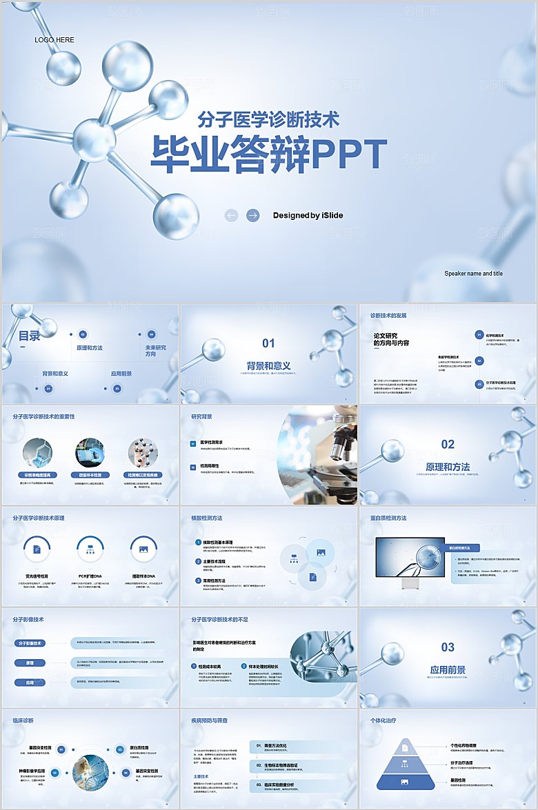 分子医学诊断技术毕业论文答辩PPT模板