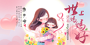 温馨节日感恩母亲节活动展板